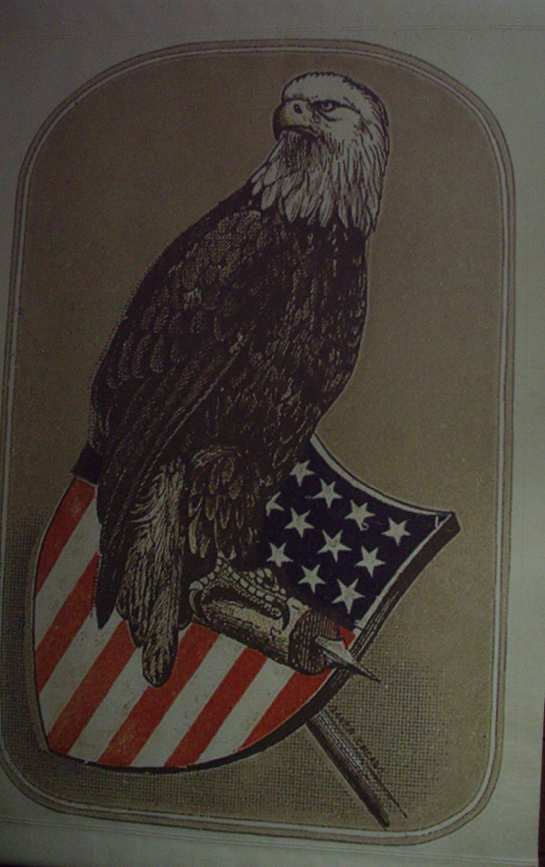 Old Abe, the Civil War bald eagle of the 8th Wisconsin, on his perch