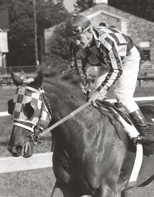 Secretariat with jockey Ron Turcotte after winning the 1973 Preakness Stakes, part of his Triple Crown sweep