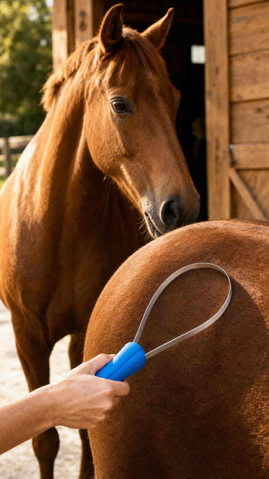 Horse Curry Comb — Equestrian Grooming Brush and Sweat Scraper