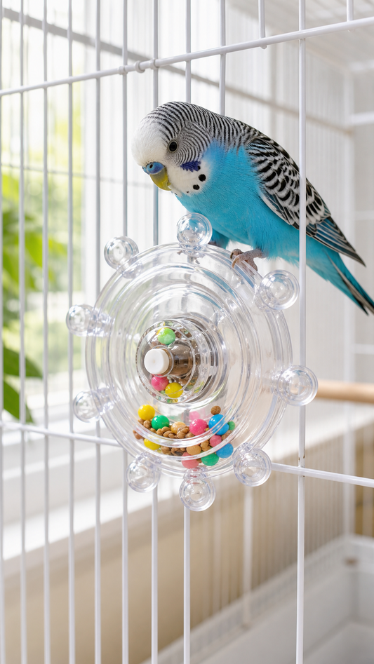 Rotating Treat Dispenser — Interactive Bird Toy for Parrots and Cockatiels