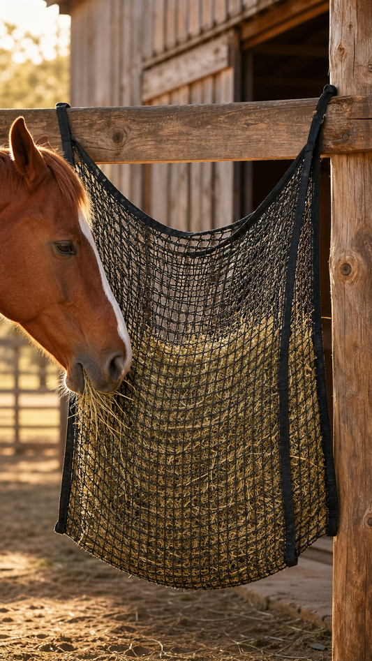 Slow Feed Hay Net for Horses — Large Capacity Hanging Feeder
