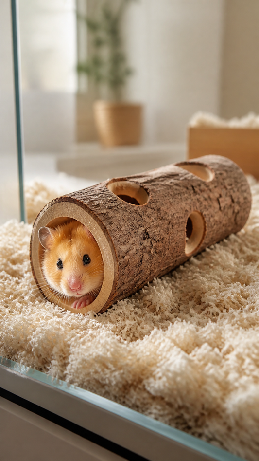 Wooden Hamster Tunnel — Exercise and Chew Toy for Small Pets
