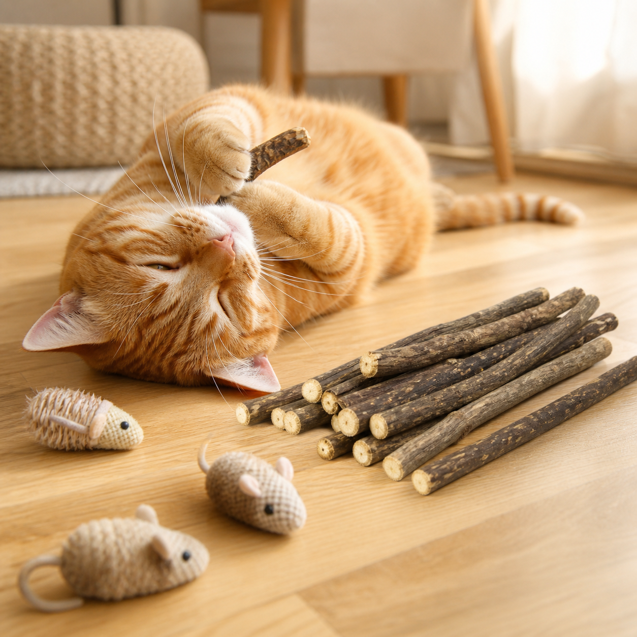 Catnip Toy Set Matatabi Sticks and Plush Mice