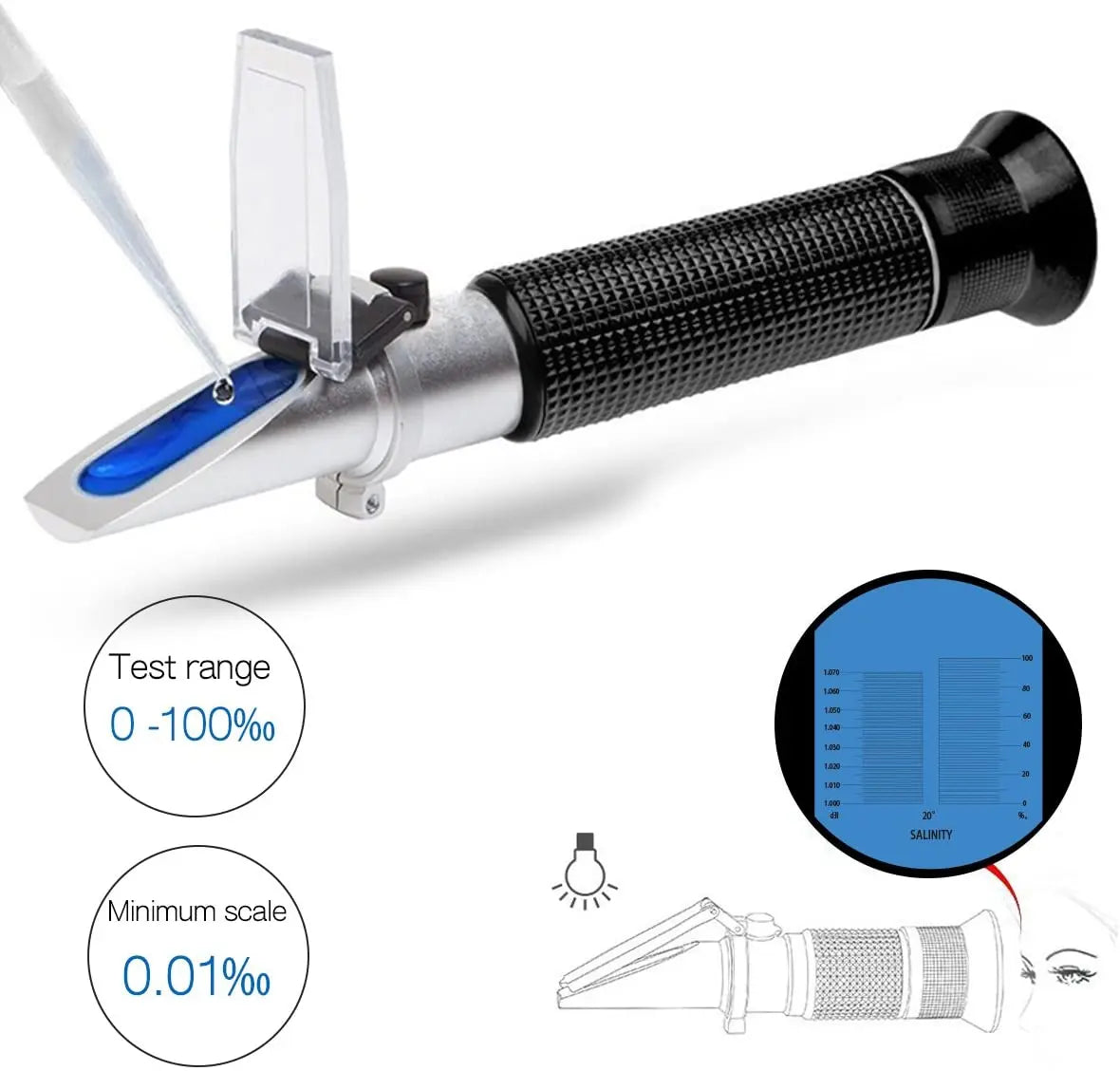 Saltwater Salinity Refractometer with ATC