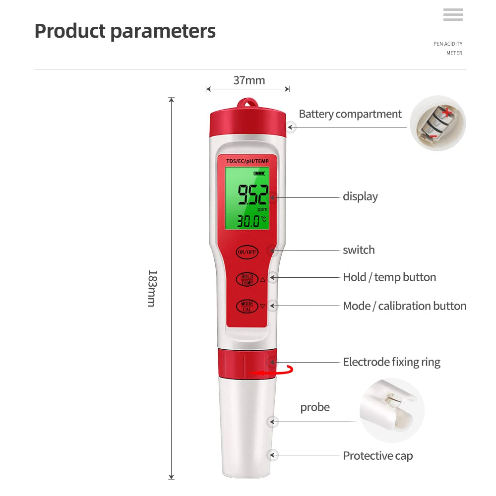 5-in-1 Aquarium Water Quality Monitor