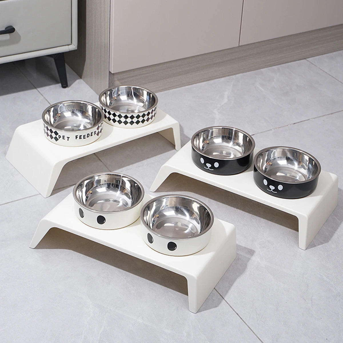 Elevated Pet Feeder Bowl Stand — Raised Double Bowls for Dogs & Cats