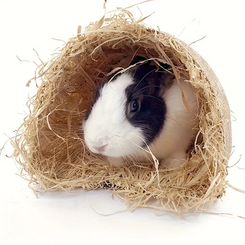 Grass Rabbit Hideout — Natural Woven Hideaway Hut for Small Animals