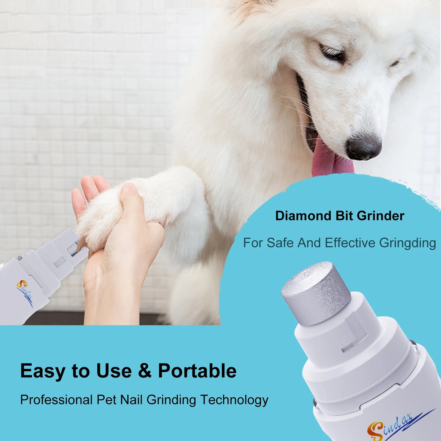 USB Rechargeable Dog Nail Grinder — Quiet 2-Speed Painless Trimmer