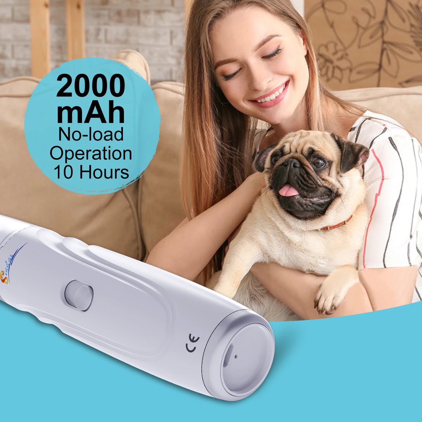 USB Rechargeable Dog Nail Grinder — Quiet 2-Speed Painless Trimmer