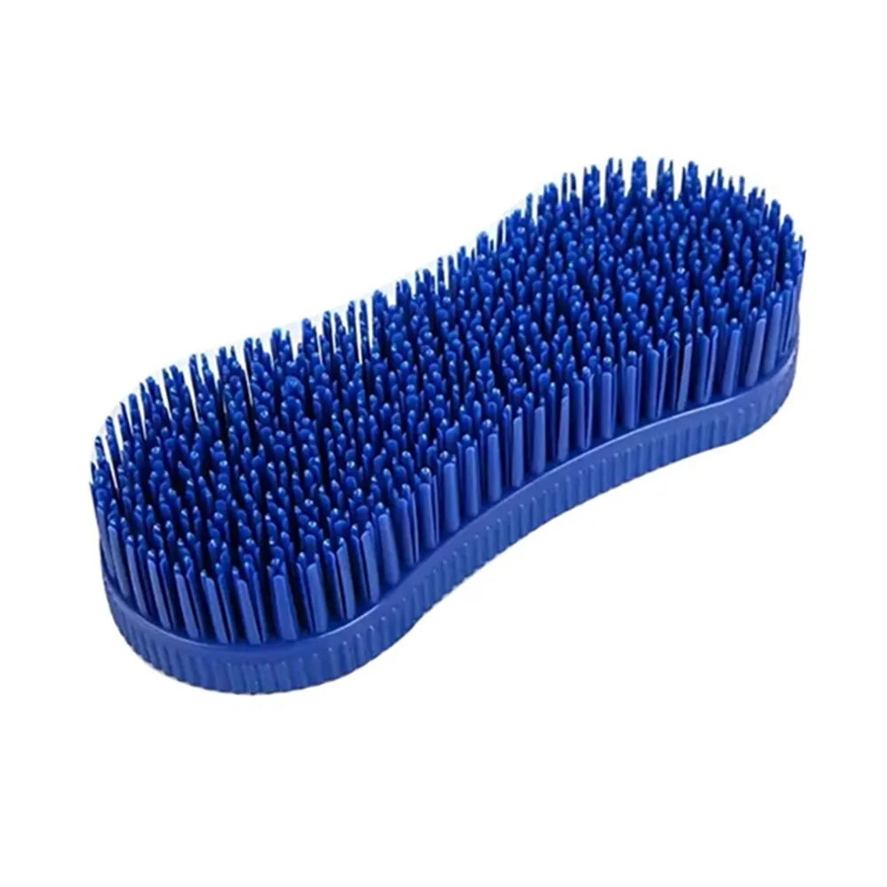 Silicone Horse Grooming Brush — Hard Bristle Equestrian Massage Tool
