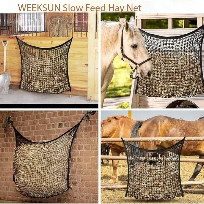 Slow Feed Hay Net for Horses — Large Capacity Hanging Feeder