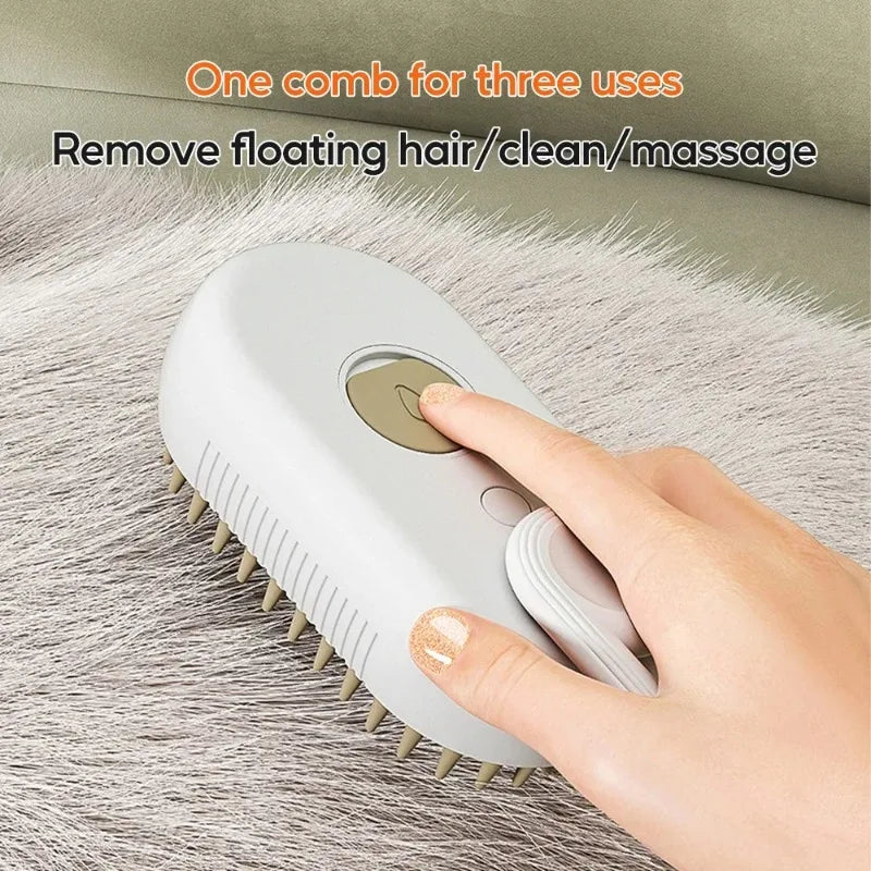 3-in-1 Electric Steam Pet Grooming Brush — Dogs & Cats
