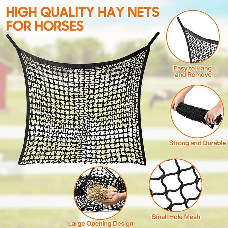 Slow Feed Hay Net for Horses — Large Capacity Hanging Feeder