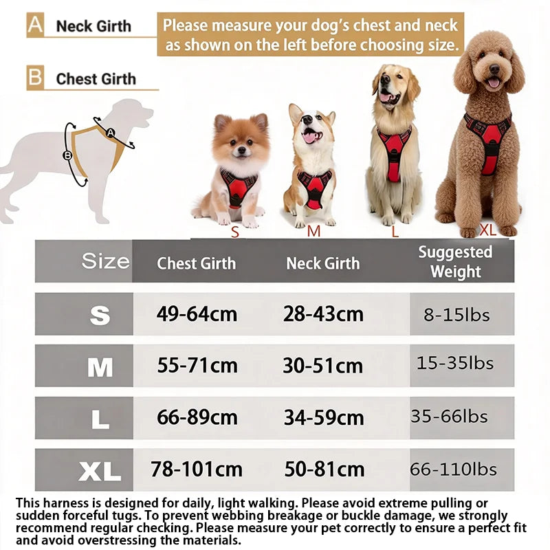 No-Pull Dog Harness — Adjustable Front-Clip Reflective Harness
