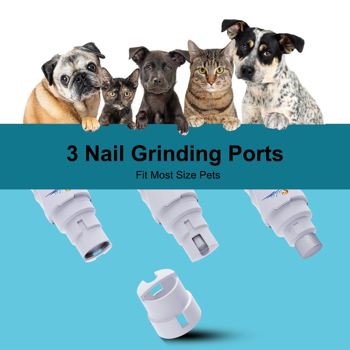 USB Rechargeable Dog Nail Grinder — Quiet 2-Speed Painless Trimmer