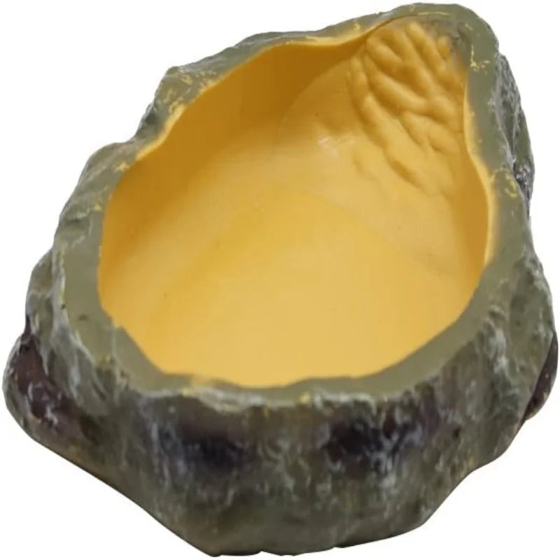 Reptile Rock Water Dish — Resin Worm Bowl for Lizards, Turtles & Snakes