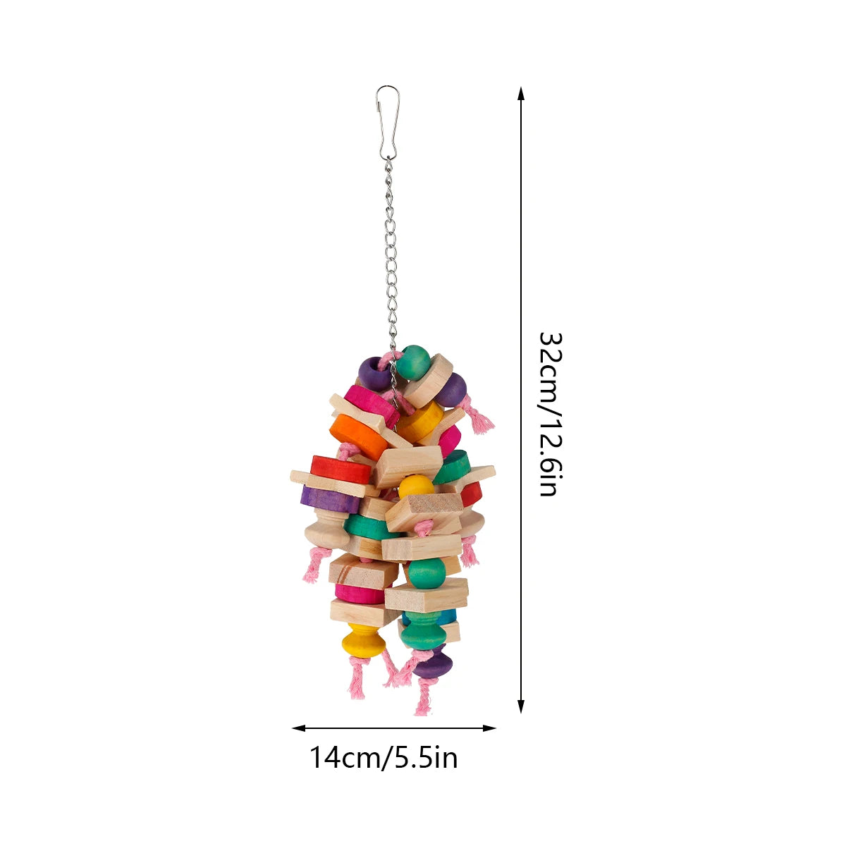 Parrot Chew Toy — Wooden Blocks Hanging Cage Toy for Birds