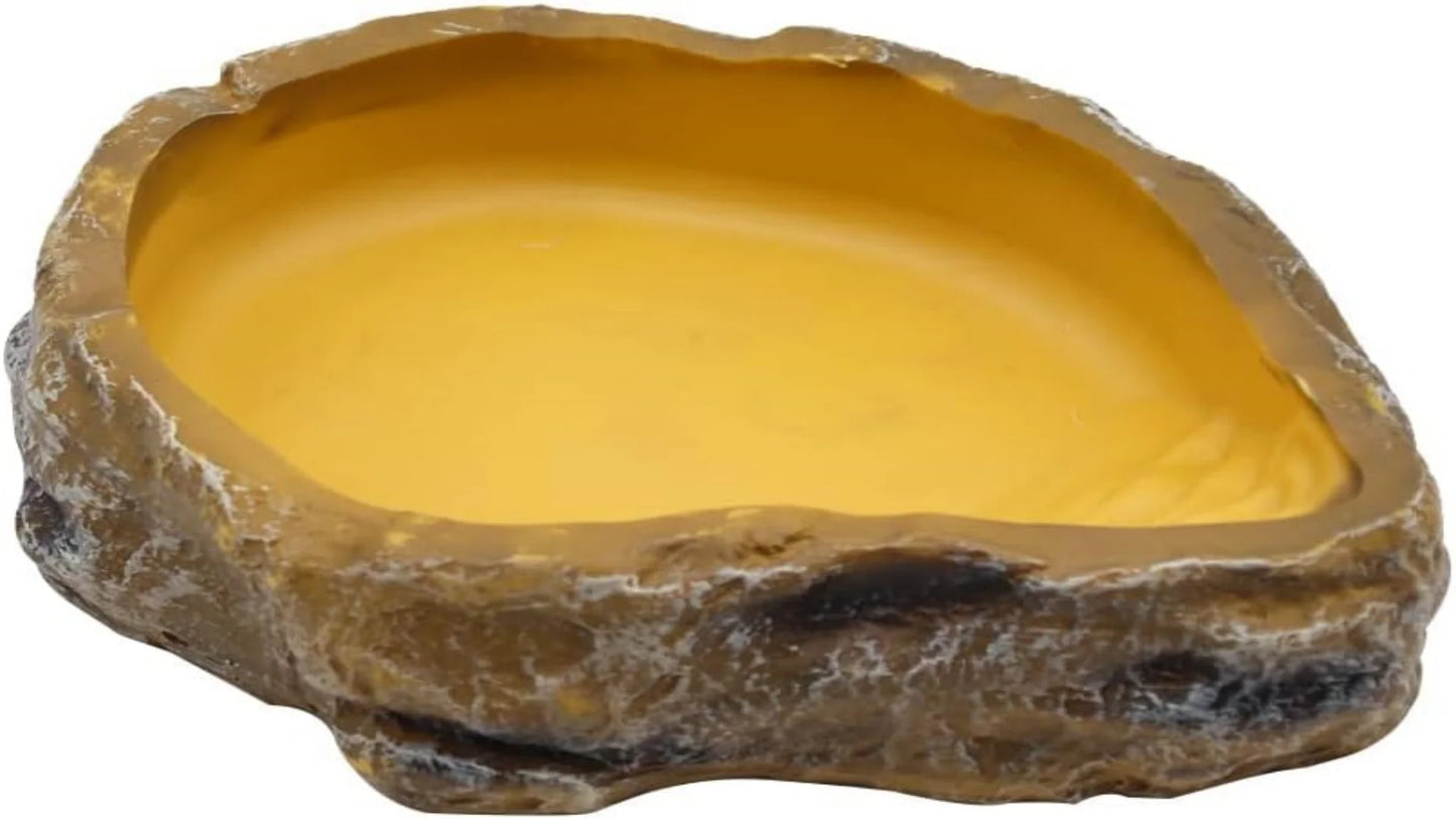 Reptile Rock Water Dish — Resin Worm Bowl for Lizards, Turtles & Snakes