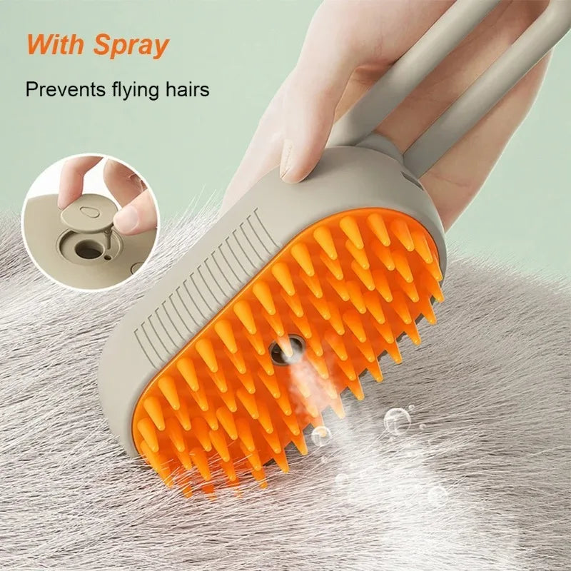 3-in-1 Electric Steam Pet Grooming Brush — Dogs & Cats