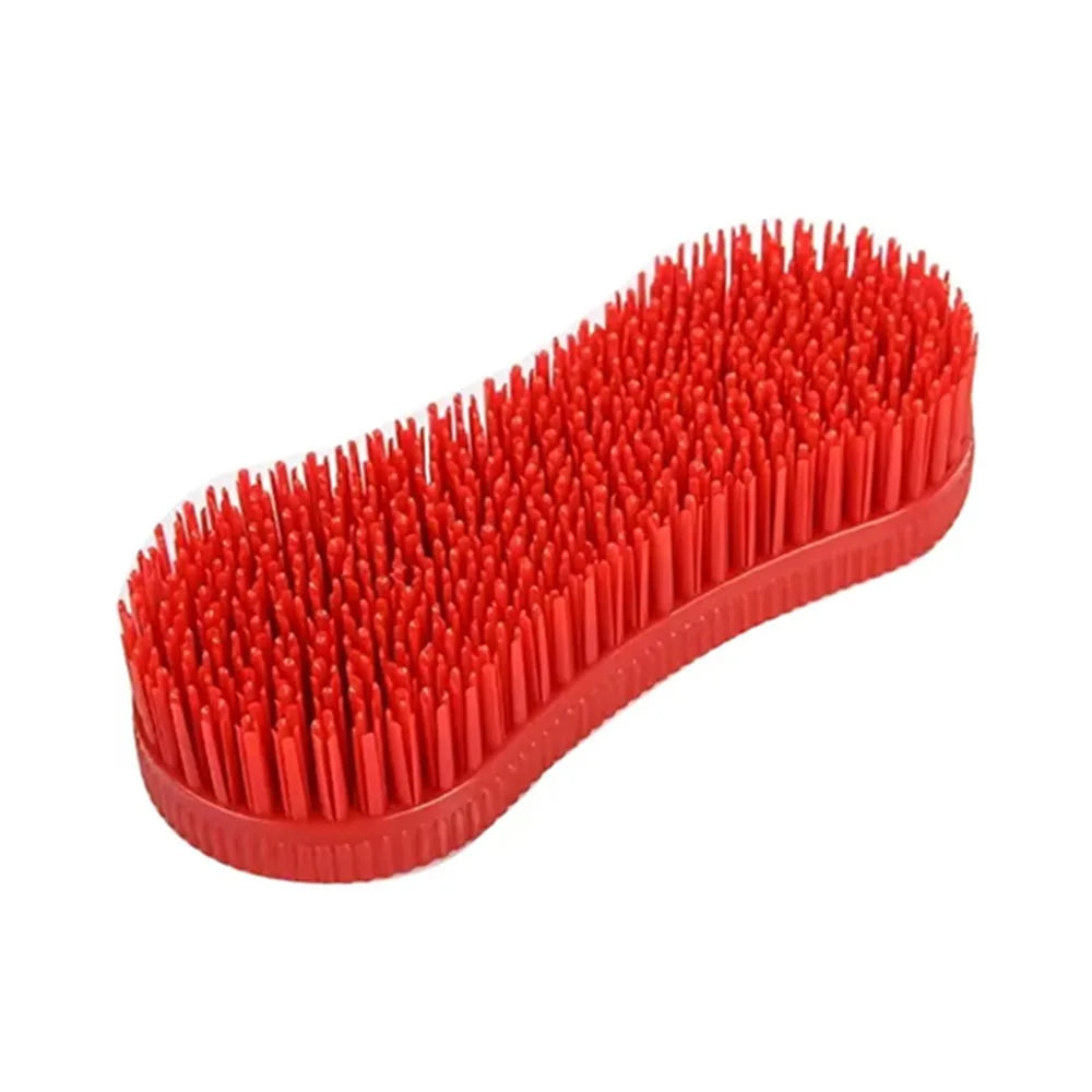 Silicone Horse Grooming Brush — Hard Bristle Equestrian Massage Tool