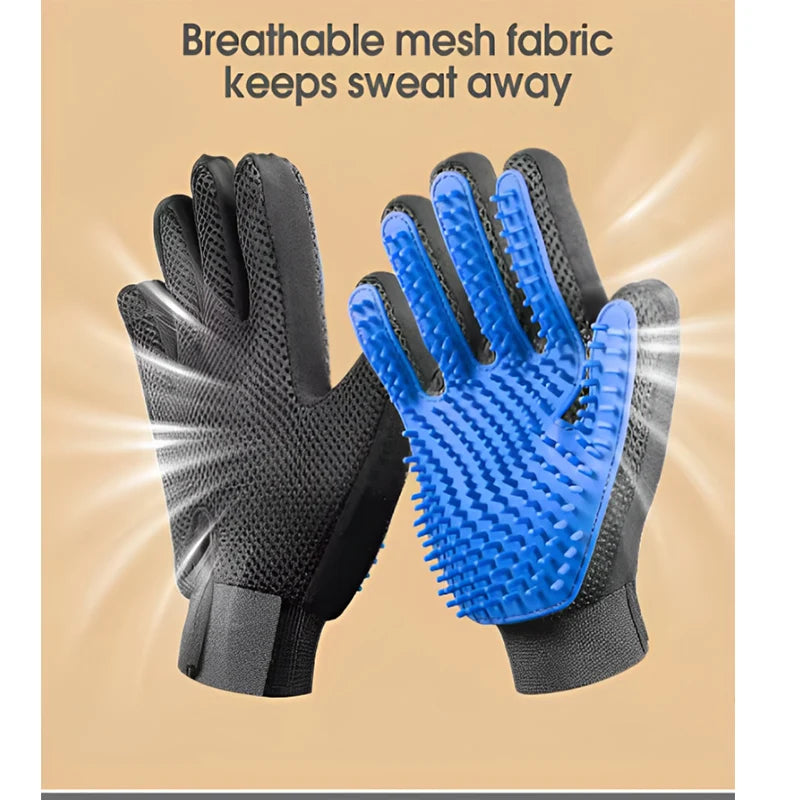 Pet Deshedding Grooming Glove — Gentle Hair Remover for Dogs & Cats