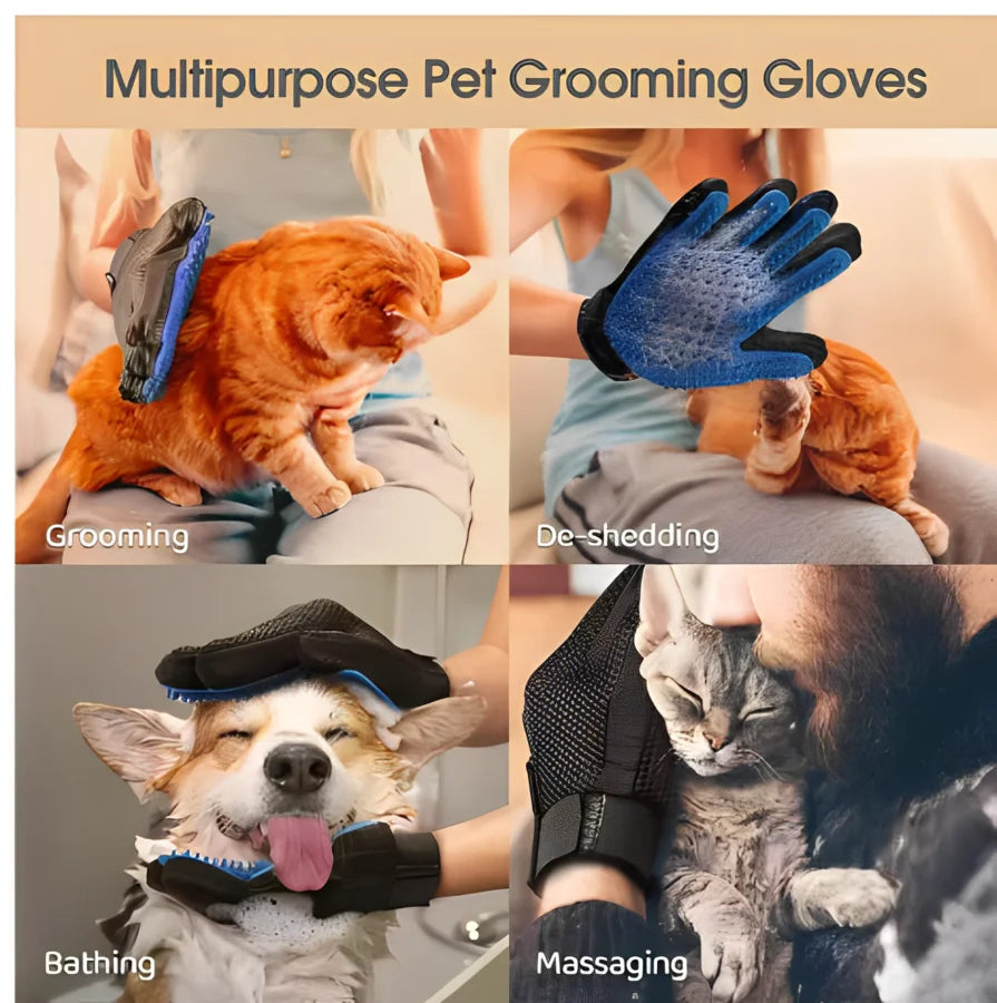 Pet Deshedding Grooming Glove — Gentle Hair Remover for Dogs & Cats