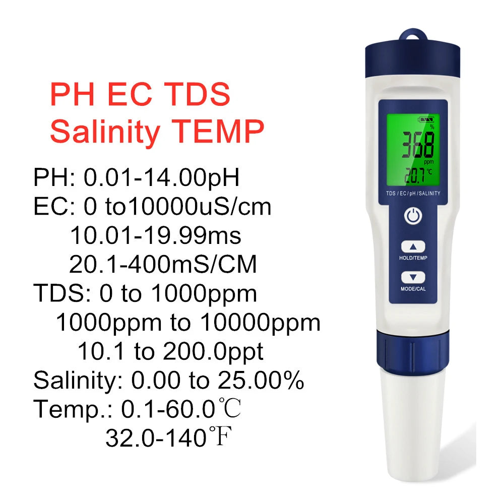 5-in-1 Aquarium Water Quality Monitor
