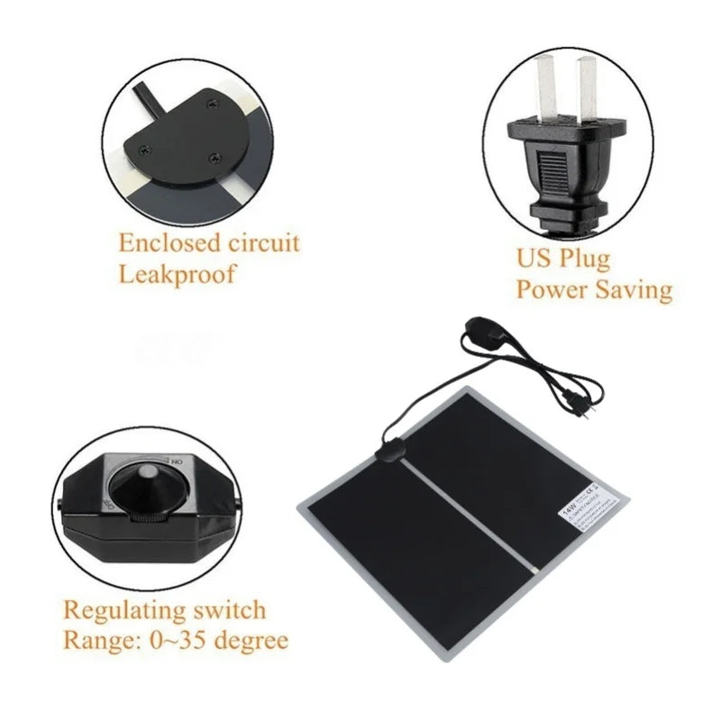 Reptile Under-Tank Heat Pad — Rapid Heating 110V Adjustable Temperature Mat