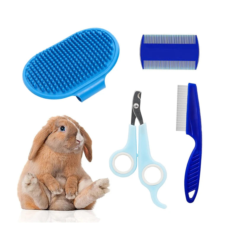 Rabbit Grooming Kit — Brush, Nail Clipper and Bath Tools for Small Animals