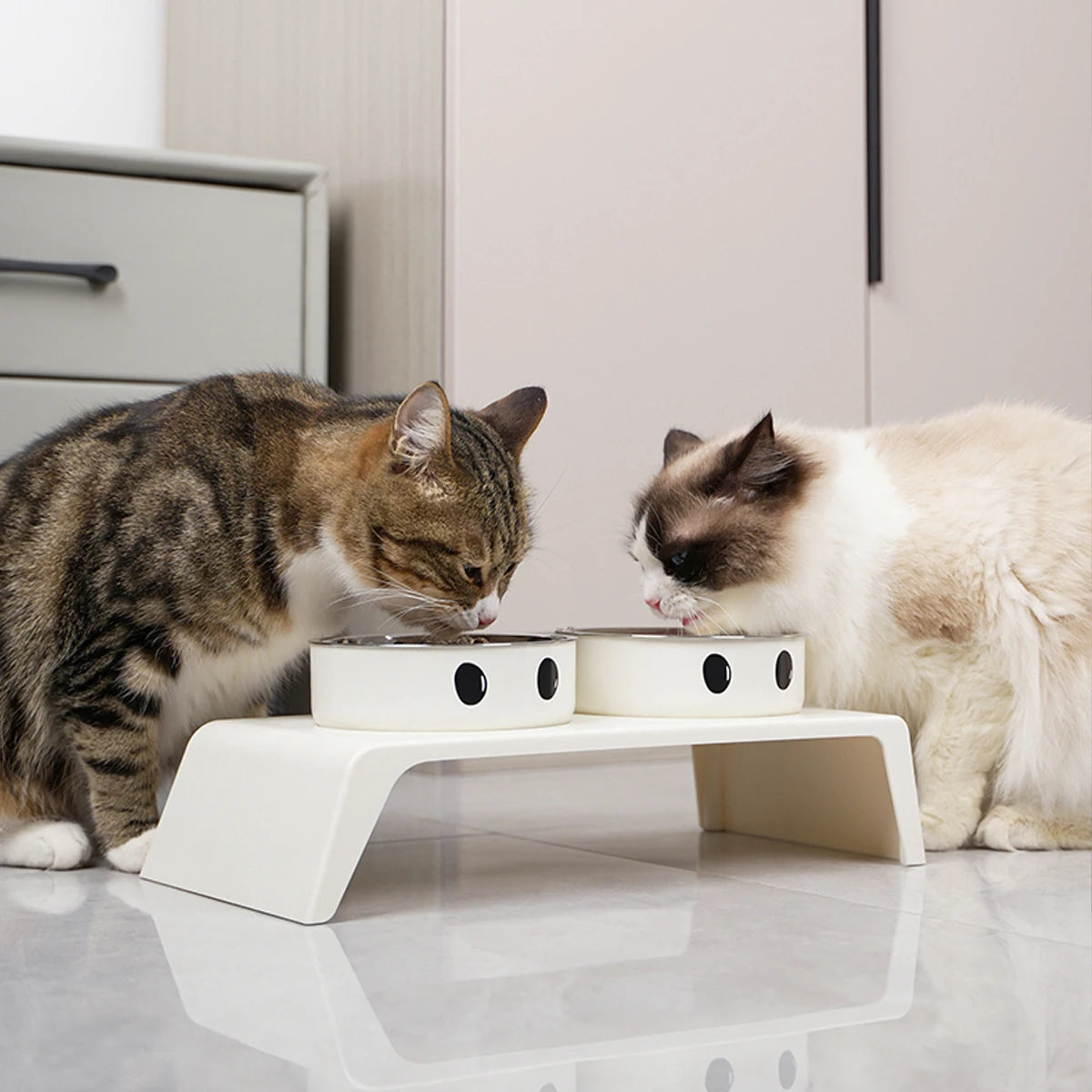 Elevated Pet Feeder Bowl Stand — Raised Double Bowls for Dogs & Cats