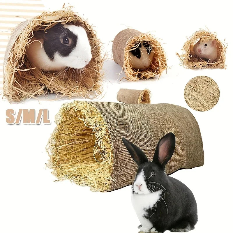 Grass Rabbit Hideout — Natural Woven Hideaway Hut for Small Animals