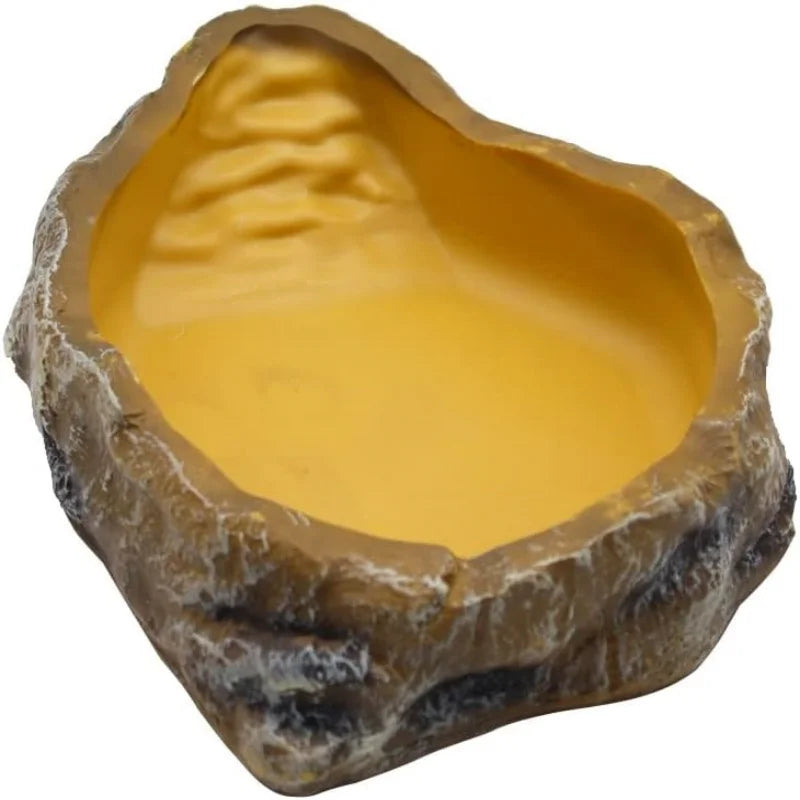 Reptile Rock Water Dish — Resin Worm Bowl for Lizards, Turtles & Snakes