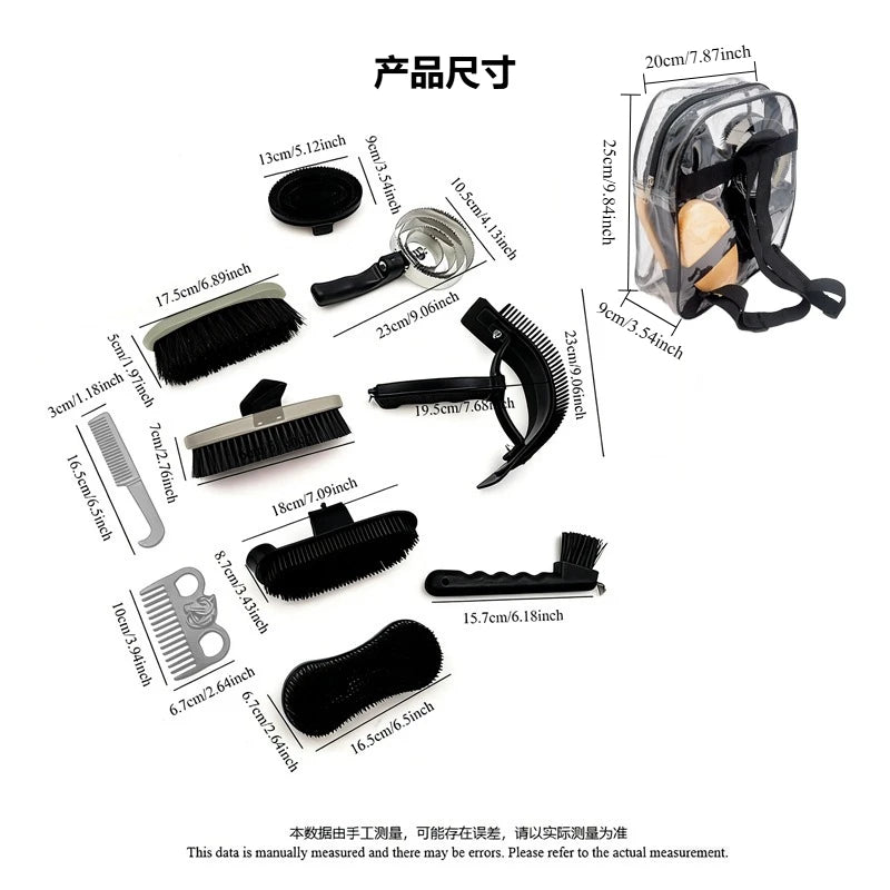 Horse Grooming Kit — 10-Piece Complete Set with Tote Bag