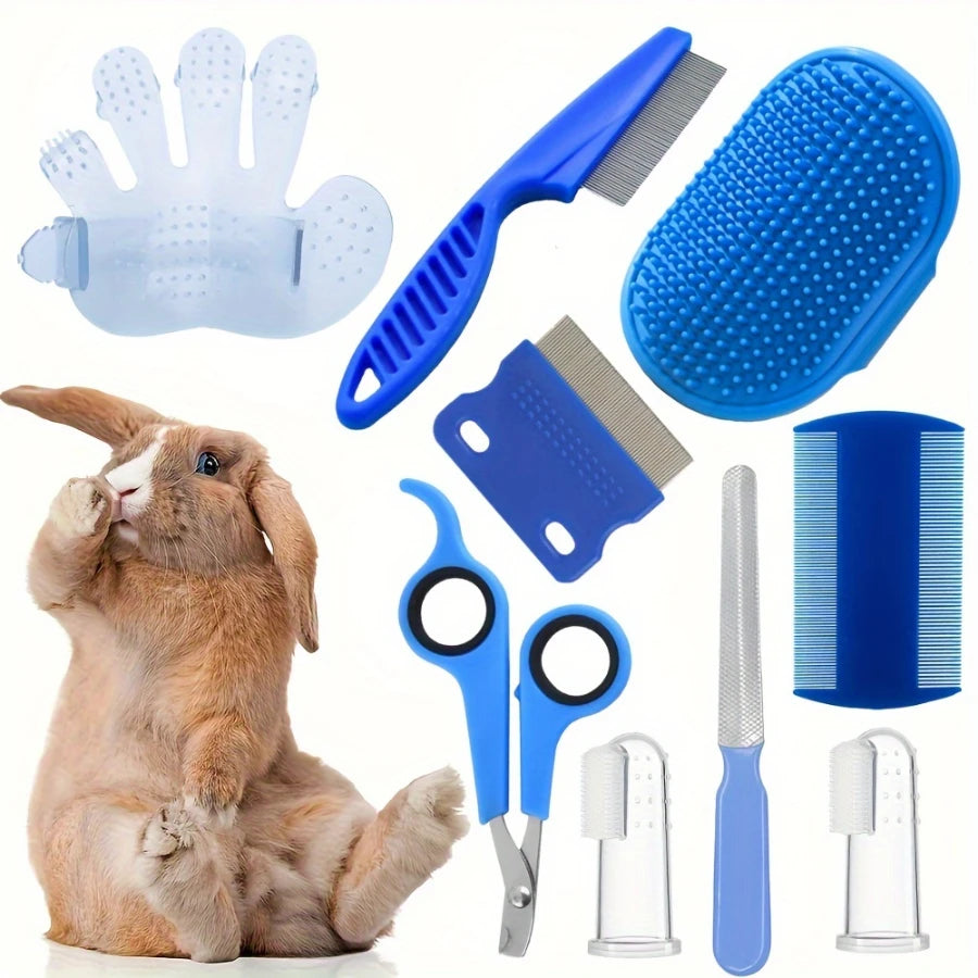 Rabbit Grooming Kit — Brush, Nail Clipper and Bath Tools for Small Animals