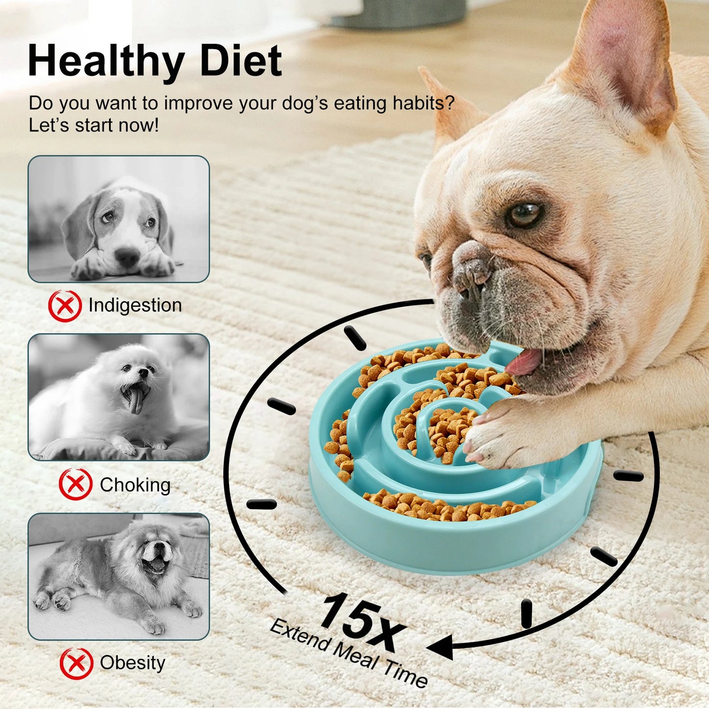 Slow Feeder Dog Bowl — Anti-Gulping Puzzle Bowl