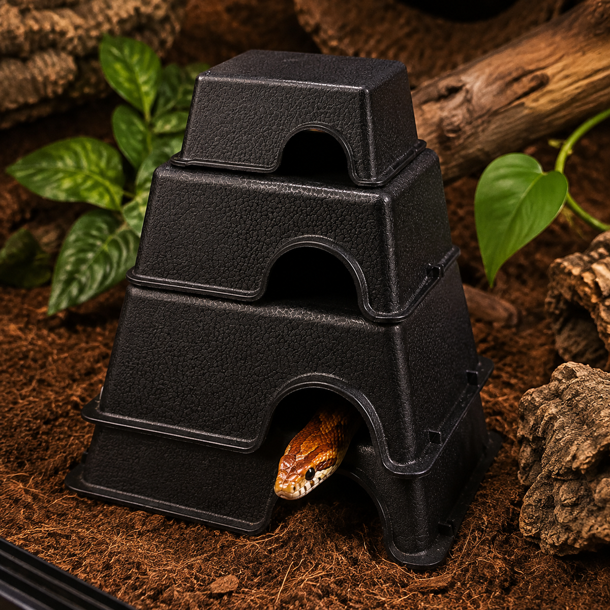 Reptile Black Ventilated Hide Box hero image