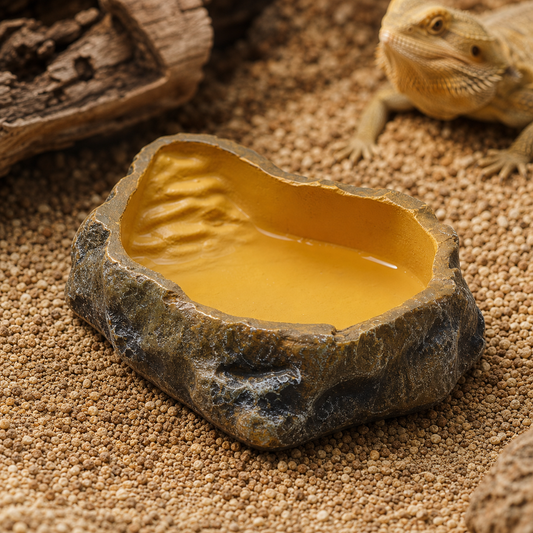 Reptile Rock Water Dish — Resin Worm Bowl