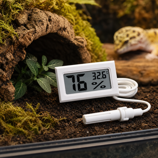 Reptile Thermometer & Hygrometer — Digital LCD Monitor for Terrariums